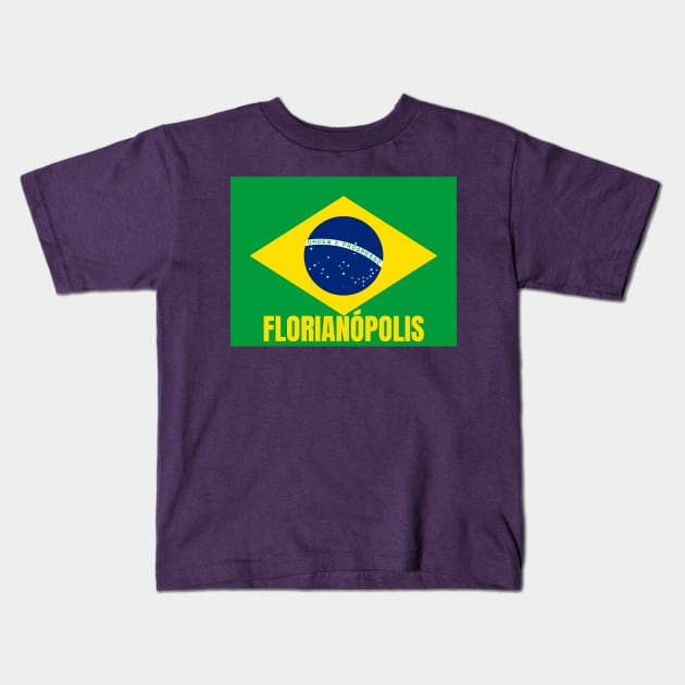 Florianópolis City in Brazilian Flag Kids T-Shirt by aybe7elf